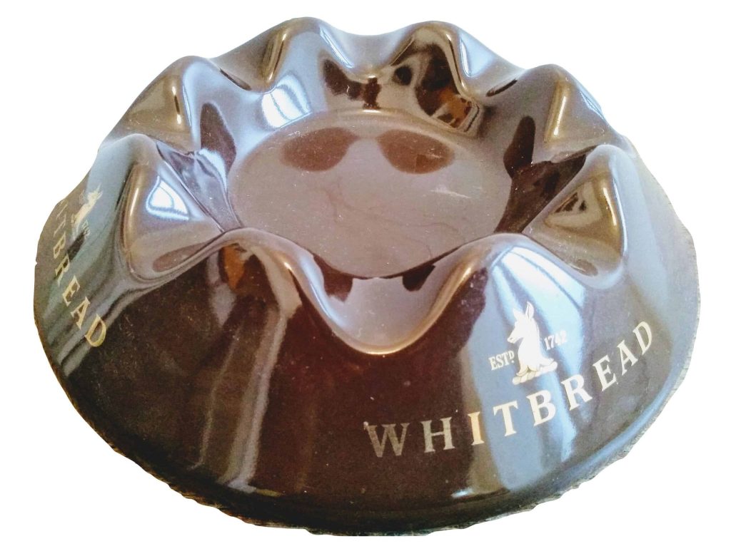 Vintage English Whitbread Brewery Pub Large Ceramic Circular Ash Tray Ashtray Dish Tobacciana Smoking Smokers Gift c1980-90’s 3