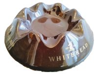 Vintage English Whitbread Brewery Pub Large Ceramic Circular Ash Tray Ashtray Dish Tobacciana Smoking Smokers Gift c1980-90's