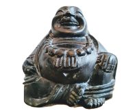 Vintage Chinese Carved Stone Laughing Man Idol Money Luck Lucky Buddha Statue Art Carving Sculpture Ornament c1970-1980's