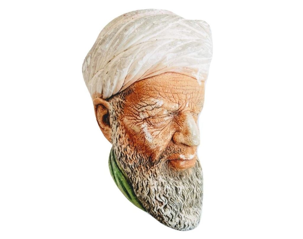 Vintage English Bossons Old Arabian Man In Turban Hat Wall Hanging Plaster Bust Head Ornament Statue Display circa 1970-80’s