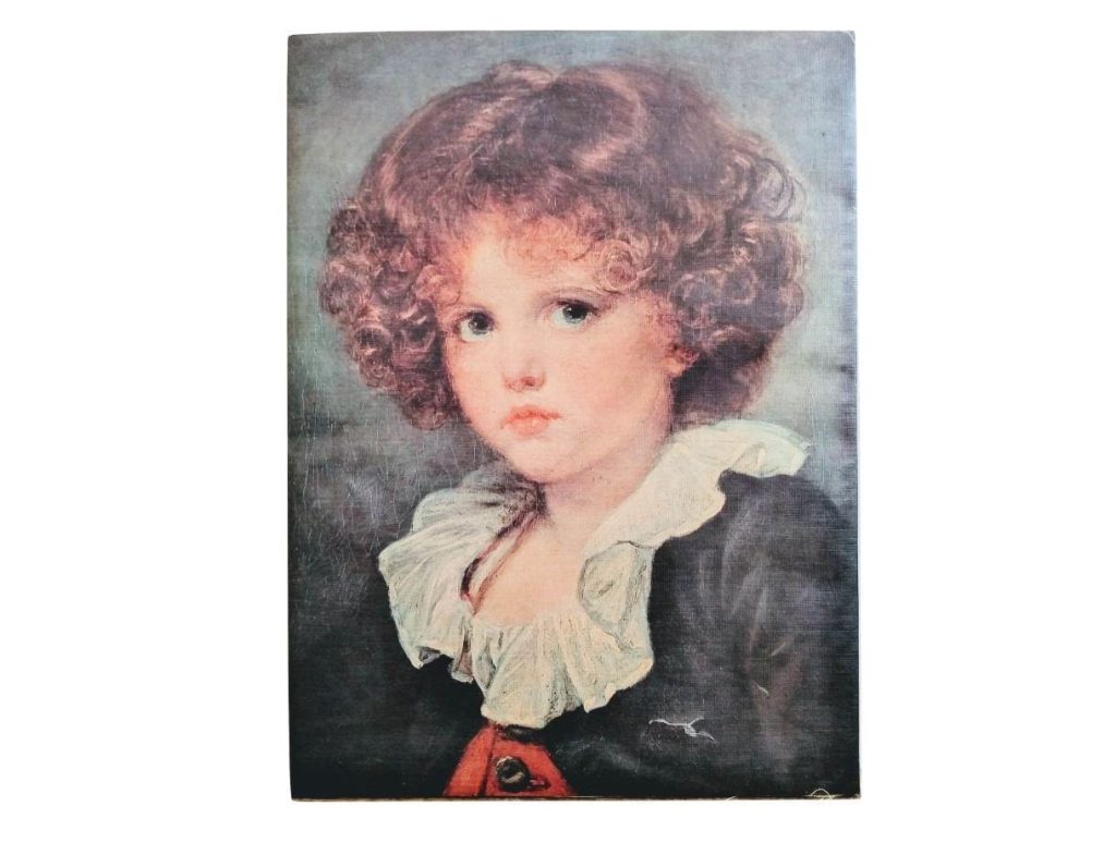 Vintage French Reproduction Print On Canvas Jean Baptiste Greuze Boy In Red Waistcoat Great Master Art c1970-80’s