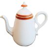 Vintage French White Orange Tea Pot Teapot Ceramic Ornament Serving Display Traditional Ornate Design Coffee c1950-60's