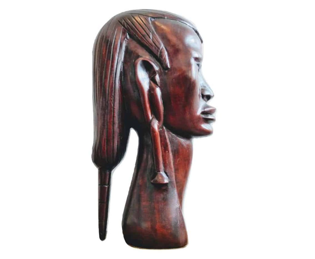 Vintage African Wood Wooden Woman Female Lady Bust Idol Statue Primitive Art Carving Sculpture Ornament Display c1970’s