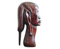Vintage African Wood Wooden Woman Female Lady Bust Idol Statue Primitive Art Carving Sculpture Ornament Display c1970's