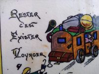 Alternative view of Vintage French Rousies Old Painted Framed Tile Stage Coach Wall Art Hanging Feature Decoration Decor c1930-50's