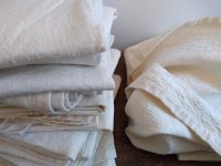 Alternative view of Vintage French White Cotton Linen Blend Tea Towel Tea-Towel Drying Up Dish Cloth Kitchen Serving Soft France c1950-60's