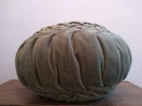 Alternative view of Vintage French Green Heavy Velour Cotton Velvet Pillow Cushion Poufe Foot Rest Footrest circa 1970-80's