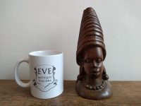 Alternative view of Vintage African Wood Wooden Woman Female Lady Hat Bust Idol Statue Primitive Art Carving Sculpture Ornament Display c1970's
