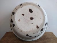 Alternative view of Vintage French Large Blue And White Worn Enamel Large Metal Mixing Serving Bowl Dish Pot Kitchen Sink Display circa 1950's