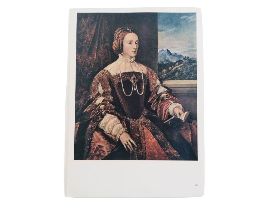 Vintage Italian Grand Master Le Titien Print Reproduction Isabelle De Portugal (1545 env.) Madrid Prado Wall Art c1955