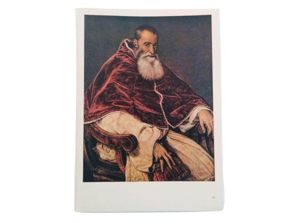 Vintage Italian Grand Master Le Titien Print Reproduction Paul III (1543) Naples Galerie Nationale Wall Art c1955