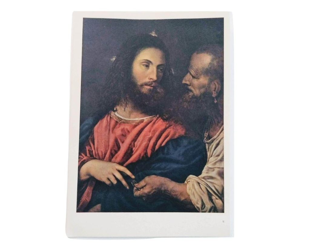 Vintage Italian Grand Master Le Titien Print Reproduction Christ A La Monnaie (1514-15) Dresde Galerie Wall Art c1955