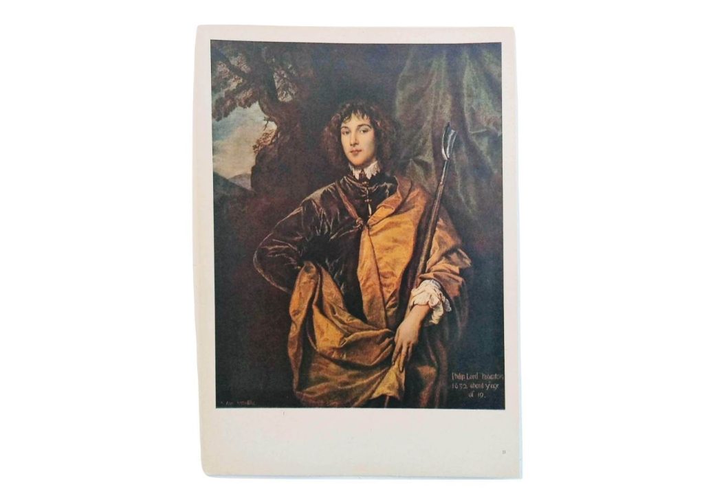 Vintage Italian Grand Master Van Dyck Print Reproduction Lord Philip Warton Galerie de l’Ermitage Wall Art c1951