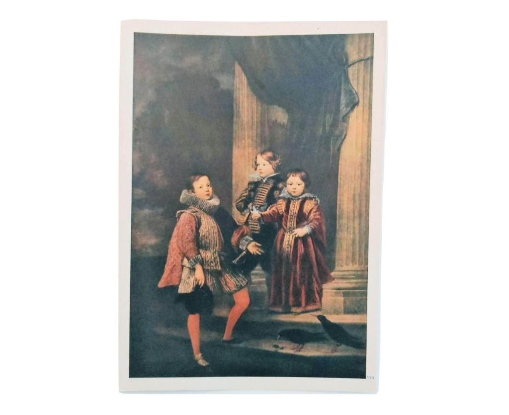 Vintage Italian Grand Master Van Dyck Print Reproduction Les Fils Du Marquis Balbi Londres London National Gallery c1951