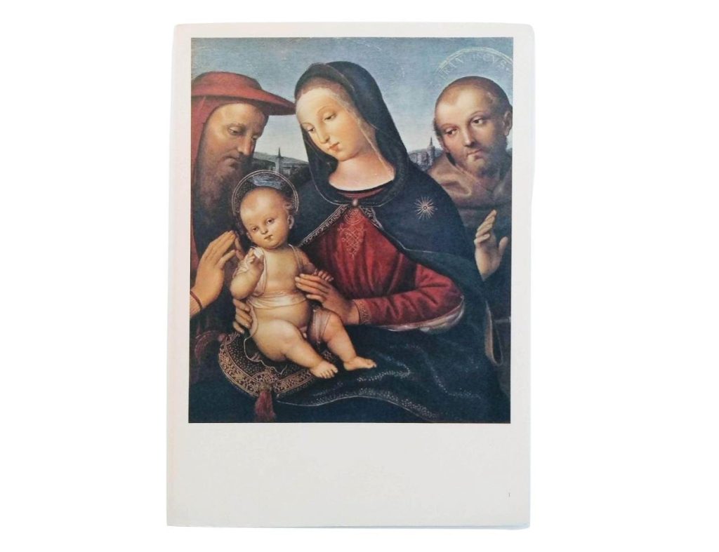 Vintage Italian Grand Master Raphael Print Reproduction Madone Avec Saint Gerome Et Saint Francois Berlin Musee d’Etat c1951