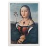 Vintage Italian Grand Master Raphael Print Reproduction Portrait De Madeleine Doni Florence Galerie Pitti c1951
