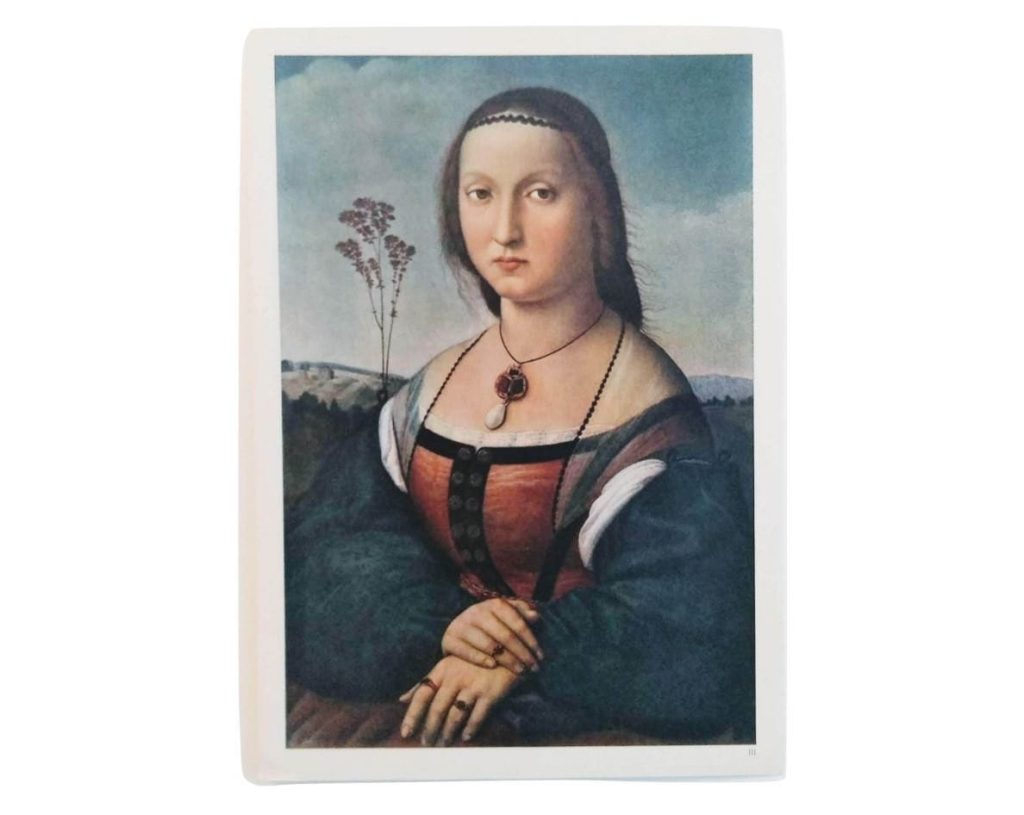 Vintage Italian Grand Master Raphael Print Reproduction Portrait De Madeleine Doni Florence Galerie Pitti c1951 2