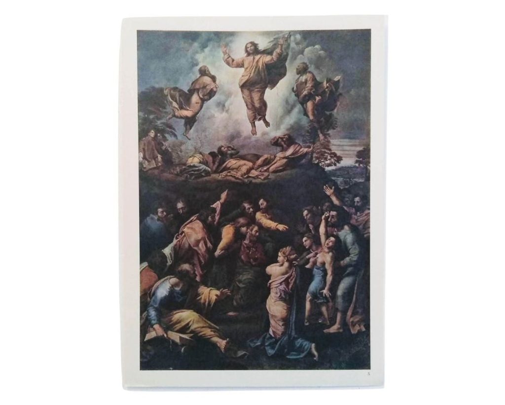 Vintage Italian Grand Master Raphael Print Reproduction La Transfiguration Rome Pinacotheque du Vatican c1951 2