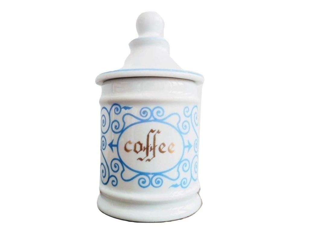 Vintage French Limoges Clary Paris White Blue Coffee Pot Ceramic Ornament Serving Display Traditional Ornate c1950-60’s