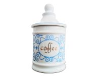 Vintage French Limoges Clary Paris White Blue Coffee Pot Ceramic Ornament Serving Display Traditional Ornate c1950-60's