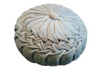 Vintage French Green Heavy Velour Cotton Velvet Pillow Cushion Poufe Foot Rest Footrest circa 1970-80's