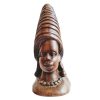 Vintage African Wood Wooden Woman Female Lady Hat Bust Idol Statue Primitive Art Carving Sculpture Ornament Display c1970's