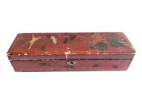Vintage Japanese Wood Wooden Enamel Painted Flower Bird Jewelry Jewellery Catch All Storage Box circa 1950-60's