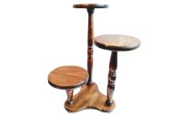Vintage French Wooden Dark Wood Side Table Plinth Plant Pot Stand Kitchen Flower Stand Display Three Tier circa 1960-70's