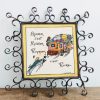 Vintage French Rousies Old Painted Framed Tile Stage Coach Wall Art Hanging Feature Decoration Decor c1930-50's