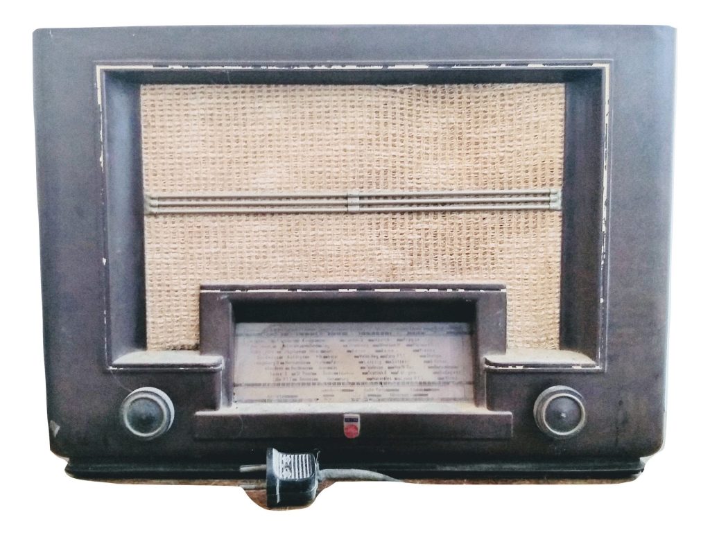 Vintage French Large Valve Radio Philips Wooden Cased Case Speaker Movie Prop Project Display Period Piece circa 1940-50’s