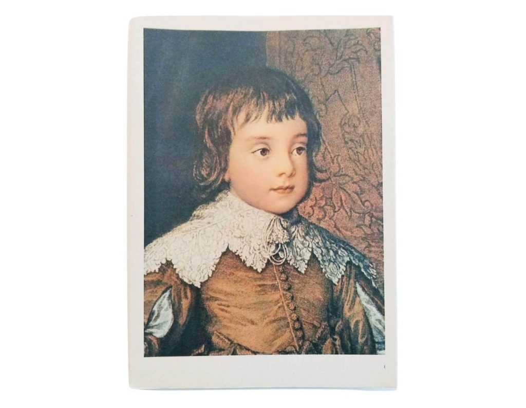 Vintage Italian Grand Master Van Dyck Print Reproduction Le Petit Prince Charles D’Angleterre Windsor Castle Wall Art c1951