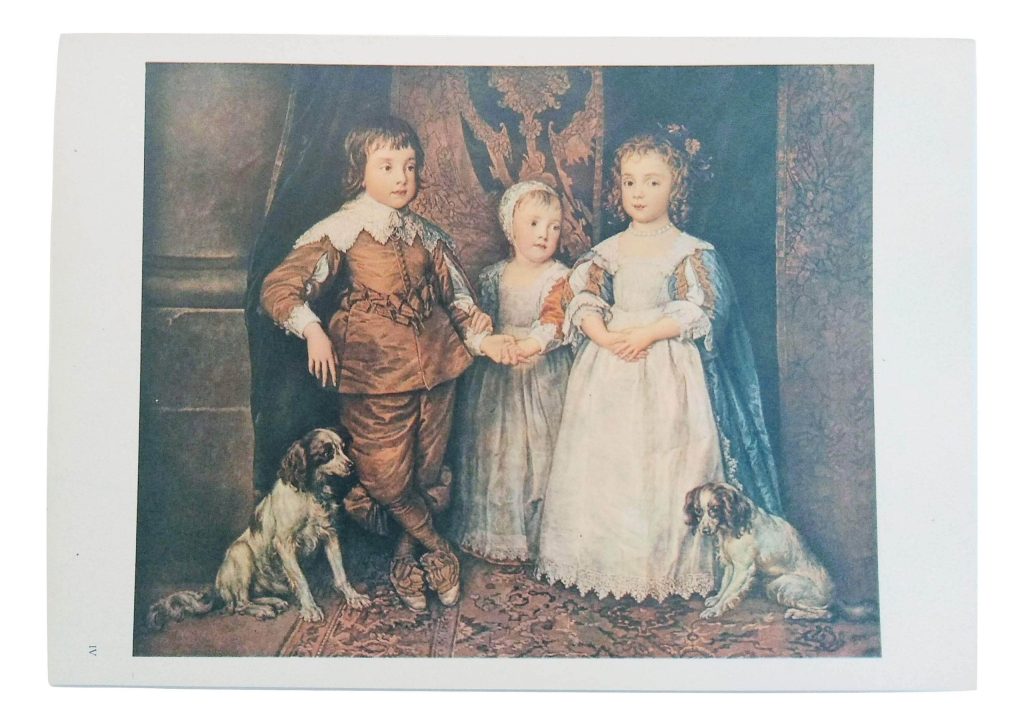 Vintage Italian Grand Master Van Dyck Print Reproduction Les Fils De Charles Ier D'Angleterre Windsor Castle c1951