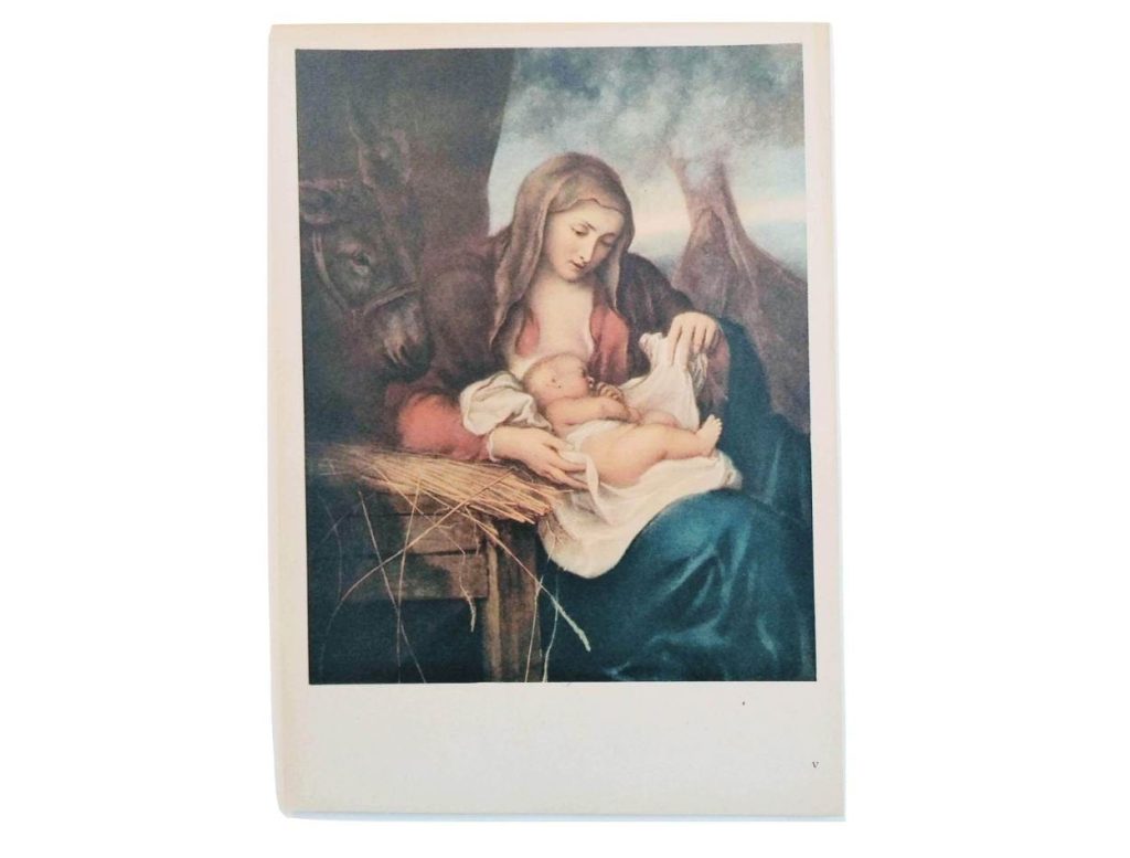 Vintage Italian Grand Master Van Dyck Print Reproduction La Creche Rome Galerie National d’Art Ancien c1951 2