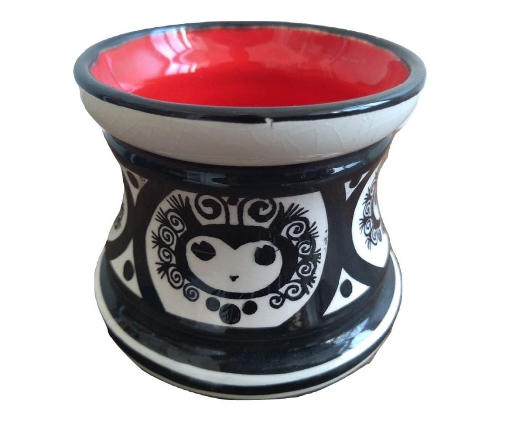 Vintage Scandinavian Schramberg Mon Amour Black White Red Small Bowl Dish Trinket Jewelery Jewellery Pot Ornament c1970’s 3