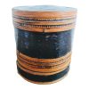 Vintage South East Asia Burmese Ratten Woven Layered Lacquer Circular Round Storage Box With Compartment circa 1950-60's