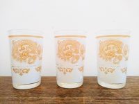 Vintage Moroccan Mint Tea Glasses White Gold Clear Glass Drinking Drinks Ceremony Display Arabian Theme circa 1970-80's