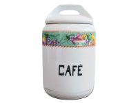 Vintage French White Green Fruit Coffee Cafe Pot Ceramic Ornament Serving Display Traditional Ornate c1950-60's