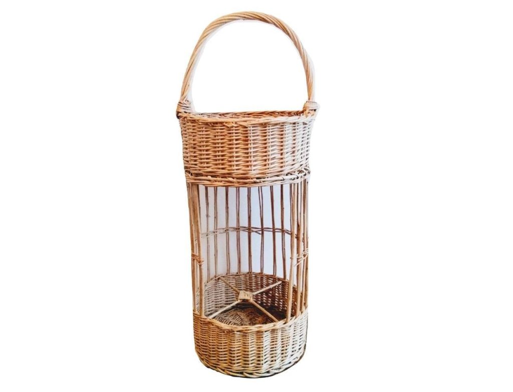 Vintage French Woven Wicker Bottle & Glass Holder Carrier Store Display Shelf Case Unit Storage Rack Bar Cafe circa 1980-90’s