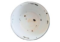 Vintage French Large Blue And White Worn Enamel Large Metal Mixing Serving Bowl Dish Pot Kitchen Sink Display circa 1950's