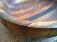 Alternative view of Vintage English Multi Layered Wood Wooden Serving Fruit Large Bowl Dish Plate Table Centrepiece Designer Decor c1970's