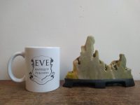 Alternative view of Vintage Chinese Green Soapstone Building Trees Mountain Decorative Ornament Asian Display Feature Design Decor c1970-80's