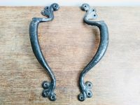 Alternative view of Antique English Black Painted Iron Large Metal Door Gate Cupboard Chest Furniture Handle Pull Opener Display Entry c1910's