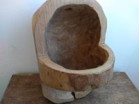 Alternative view of Vintage French Roughly Hewn Carved Wood Wooden Serving Fruit Bowl Harvest Garden Basket Dish Table Centrepiece Decor c1990's