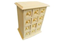 Vintage Indian Painted Yellow Wooden Storage Cabinet Small Chest Of Drawers Wooden Herb Store Desk Tidy Store circa 1990's