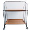 Vintage German Silver Metal Steel Folding Bar Cart Tea Trolley Table Shelf Shelving Stand Display Prop circa 1960-70's