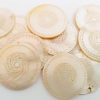 Antique Chinese Job Lot Collection Of 10 Mixed Circular Mother Of Pearl Lotus Flower Gaming Chips Counters Markers c1850's