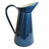 Vintage French Painted Shiny Blue Enamel Water Jug Caraffe Decanter Pitcher Display Refurbished Watering Can circa 1950's