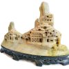 Vintage Chinese Green Soapstone Building Trees Mountain Decorative Ornament Asian Display Feature Design Decor c1970-80's