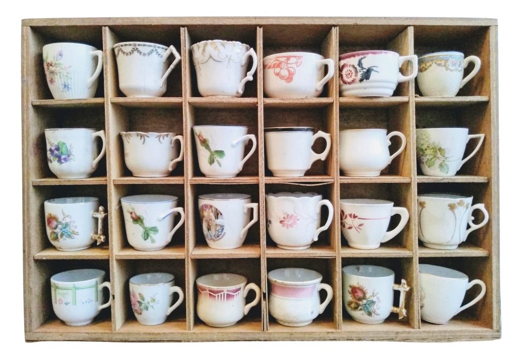 Antique & Vintage French Ceramic China Coffee Espresso Small Cup Cups Collection Wall Hanging Display Ornament c1900-1960’s