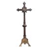 Antique French Large Brass Bronze Crucifix With Heavy Patina Catholic Church Chapel Cross Religious Symbol circa 1910's